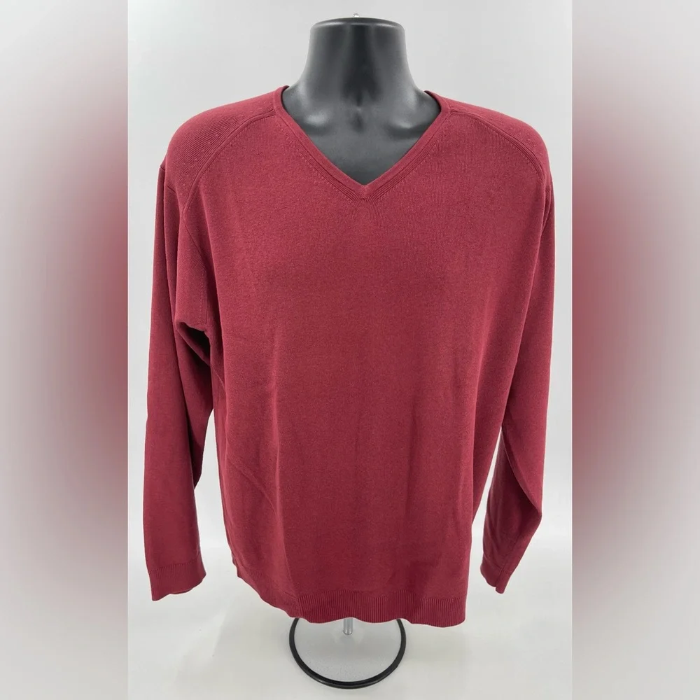 Tommy Bahama Maroon V Neck Sweater Pullover‎ Silk & Cotton Blend Men’s Large L